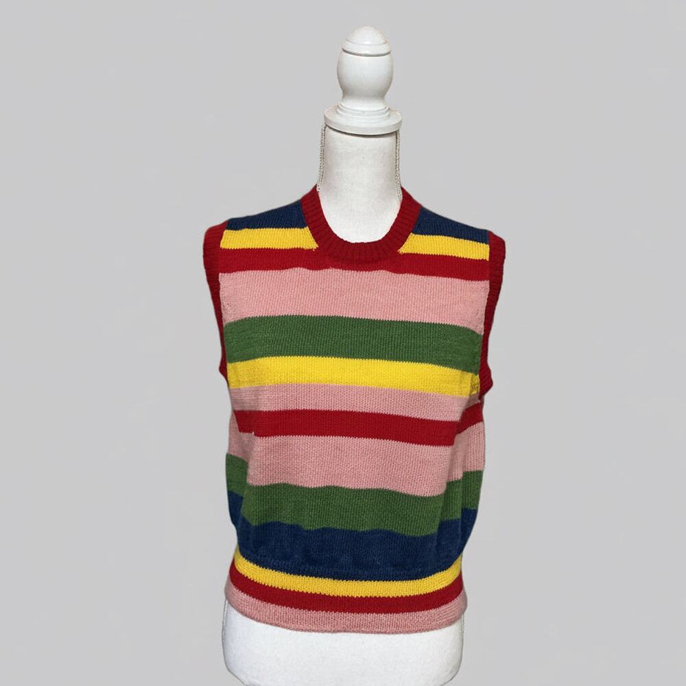 Molly Goddard primary color stripe sweater vest, size XS